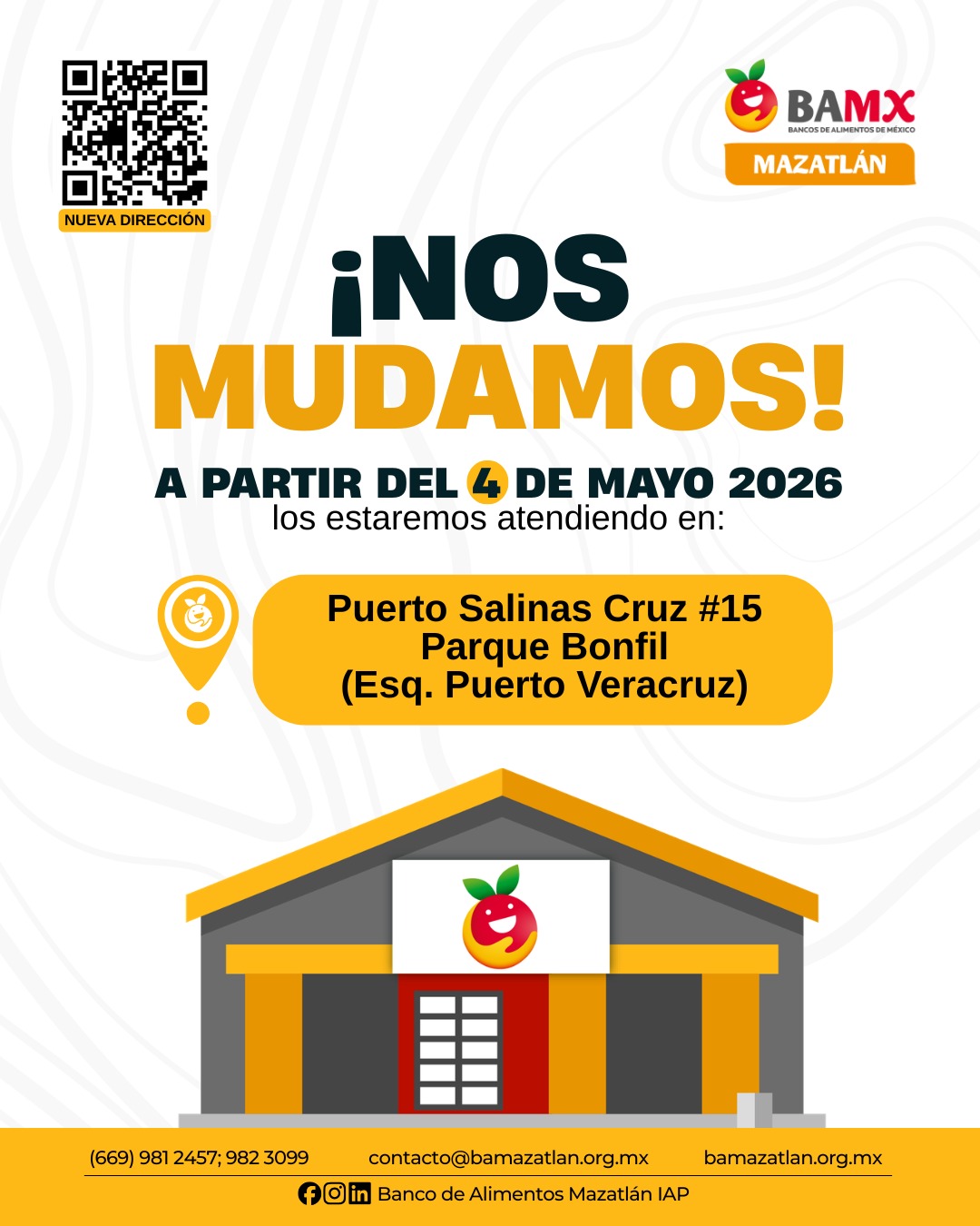 ¡Nos mudamos! A partir del 4 de mayo 2026 los estaremos atendiendo en: Puerto Salinas Cruz #15, Parque Bonfil (Esq. Puerto Veracruz)